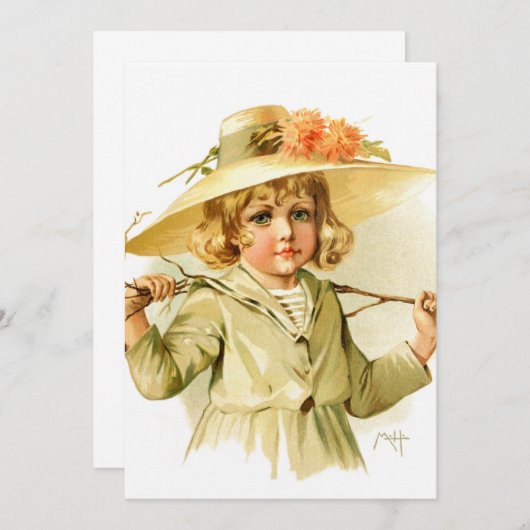 Maud Humphrey: Winter Girl with Branch (正面/裏面)