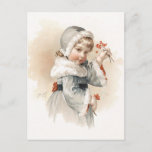 Maud Humphrey's Winter Girl ポストカード<br><div class="desc">Surprise your family and friends with a charming vintage card. The beautiful illustration is from the American artist,  illustrator and watercolorist Maud Humprhey the mother of actor Humphrey Bogart.</div>