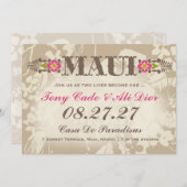 MAUIデスティネーショントロピカルフローラリネン 招待状 (正面/裏面)