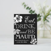 Maui宛先ビーチ結婚式日付の保存 案内ポストカード (スタンド正面)