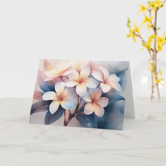 Maui Blush Plumeria Greeting Card カード (黄色い花)