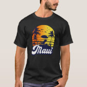 Maui Hawaii Hawaiian Sunset Beach Retro Premium Tシャツ (正面)