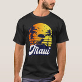 Maui Hawaii Hawaiian Sunset Beach Retro Tシャツ (正面)