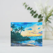 Maui Hawaii Oil Paint Illustration travel ポストカード (スタンド正面)