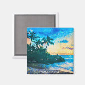 Maui Hawaii Oil Paint Illustration travel マグネット (正面/裏面)