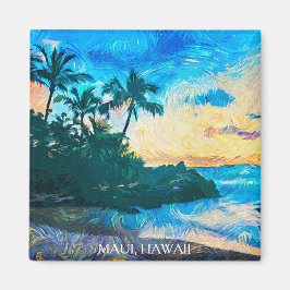 Maui Hawaii Oil Paint Illustration travel マグネット