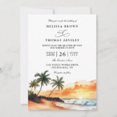 Maui Hawaii Tropical Beach Elegant QR Code Wedding 招待状 (正面)