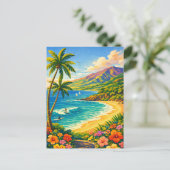 Maui Hawaii Tropical Coastline Retro Travel ポストカード (スタンド正面)
