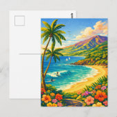 Maui Hawaii Tropical Coastline Retro Travel ポストカード (正面/裏面)