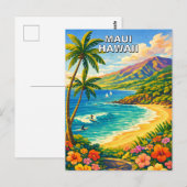 Maui Hawaii Tropical Coastline Vintage Travel ポストカード (正面/裏面)