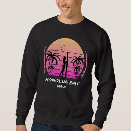 Maui Honolua Bay Surfing Palms Waves Ocean Aloha H スウェットシャツ (正面)