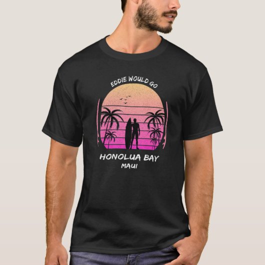 Maui Honolua Bay Waves Surfing Palms Ocean Aloha H Tシャツ (正面)