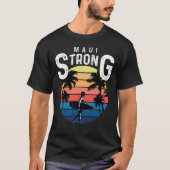 Maui Strong Retro Sunset Surfer Support Tシャツ (正面)