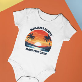 Maui Vacation Sunrise Palm Trees Personalized ベビーボディスーツ
