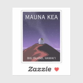 Mauna Kea Observatory Starry Sky Retro Poster シール