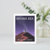 Mauna Kea Observatory Starry Sky Retro Poster  ポストカード (スタンド正面)