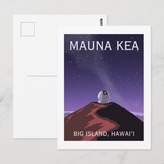 Mauna Kea Observatory Starry Sky Retro Poster  ポストカード (正面/裏面)