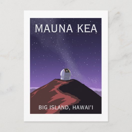 Mauna Kea Observatory Starry Sky Retro Poster  ポストカード (正面)