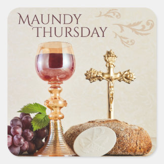 Maundy Thursday Eucharist Chalice Holy Week スクエアシール