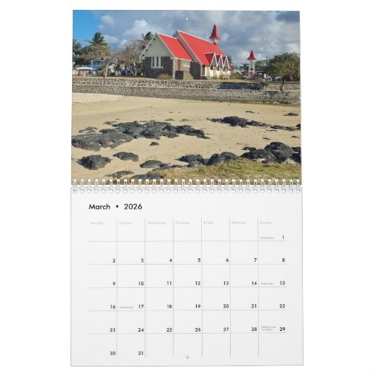 Mauritius 2026 calendar カレンダー (3月 2026)