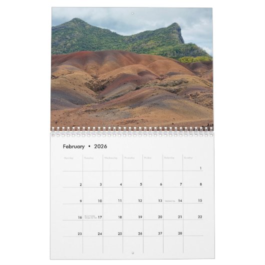 Mauritius 2026 calendar カレンダー (2月 2026)