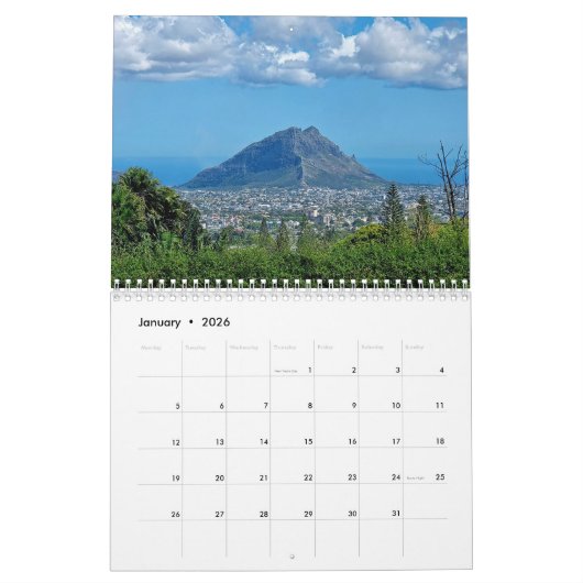 Mauritius 2026 calendar カレンダー (1月 2026)