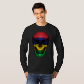 Mauritius Flag Skull Mauritian Roots Proud Patriot Tシャツ (正面フル)