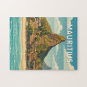 Mauritius Illustration Travel Art Vintage ジグソーパズル (横)