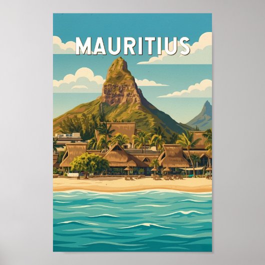 Mauritius Illustration Travel Art Vintage ポスター (正面)