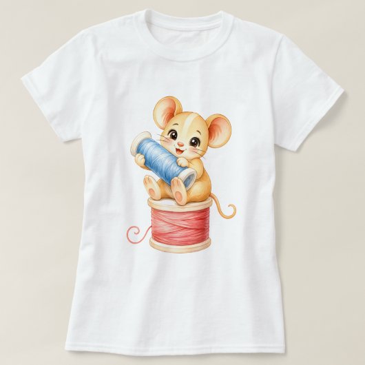 Maus mit Garnknäuel Tシャツ (デザイン正面)