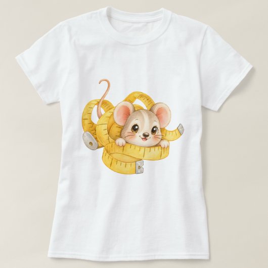 Maus mit Maßband Nähinspiration Tシャツ (デザイン正面)