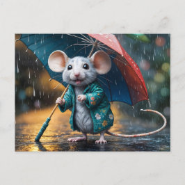 Maus mit Schirm Postcard ポストカード