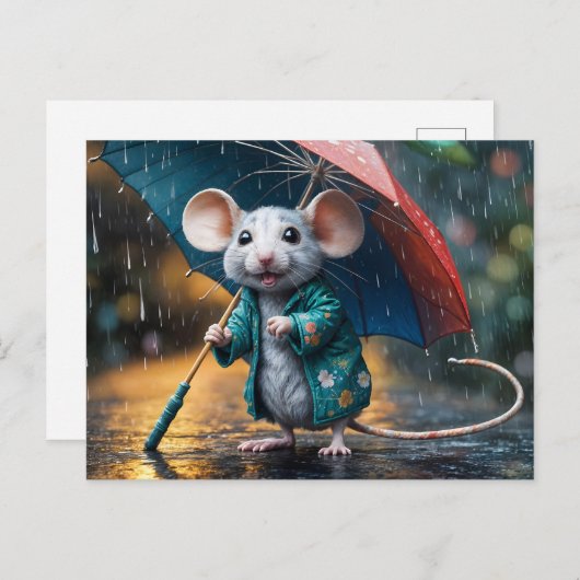 Maus mit Schirm Postcard ポストカード (正面/裏面)