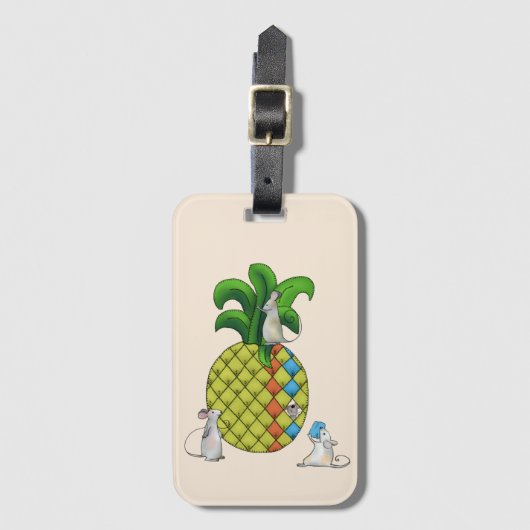 Mäuse nähen Ananas ラゲッジタグ (正面縦)