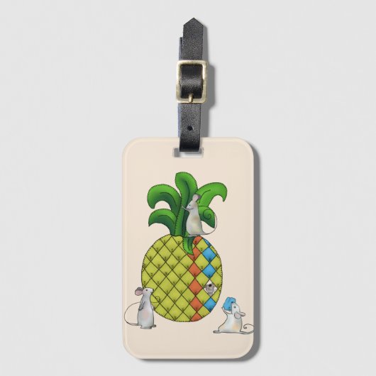 Mäuse nähen Ananas ラゲッジタグ (正面縦)
