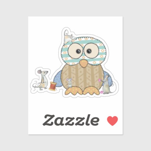 Mäuse nähen Eule シール (シート)