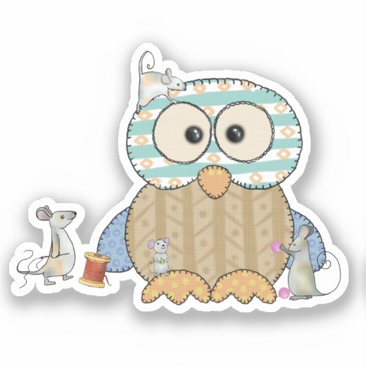Mäuse nähen Eule シール (正面)