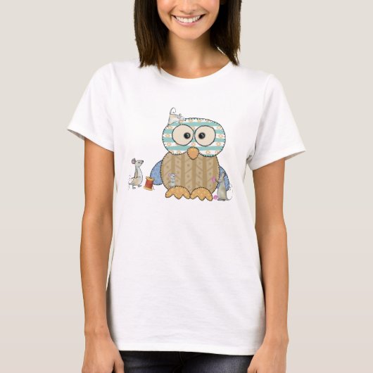 Mäuse nähen Eule Tシャツ (正面)