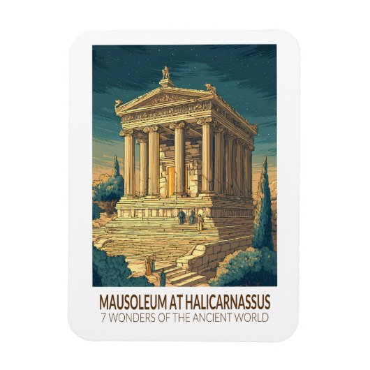 Mausoleum at Halicarnassus 7 Wonders of the World マグネット (縦)