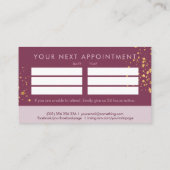 Mauveおよび金ゴールドグリッターアポイントメント名刺 名刺 (裏面)