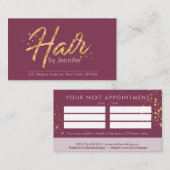 Mauveおよび金ゴールドグリッターアポイントメント名刺 名刺 (正面/裏面)