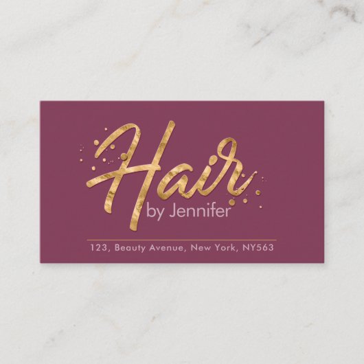 Mauveおよび金ゴールドグリッターアポイントメント名刺 名刺 (正面)