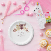 Mauveおよび金ゴールドヴィンテージフローラ結婚の ペーパープレート (パーティー)