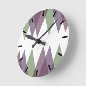 MauveおよびGreen三角形 ラウンド壁時計 (傾斜)
