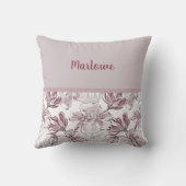 Mauveかわいらしフローラとカラーブロック クッション (裏面)