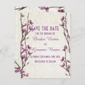 mauveかわいらしフローラ国スタイル日付の保存 案内ポストカード (正面/裏面)