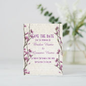 mauveかわいらしフローラ国スタイル日付の保存 案内ポストカード (スタンド正面)