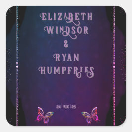 Mauveとエレガント金ゴールド結婚式招待状 スクエアシール