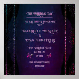 Mauveとエレガント金ゴールド結婚式招待状 ポスター