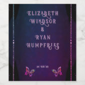 Mauveとエレガント金ゴールド結婚式招待状 ワインラベル (シングルラベル)